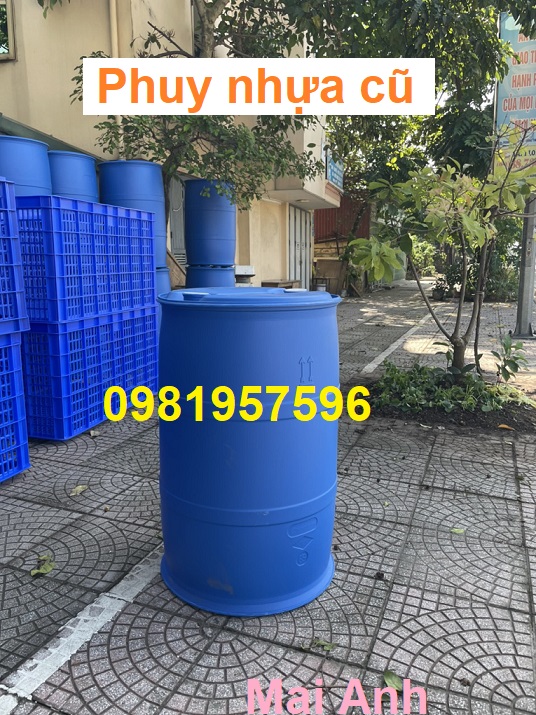 Thùng phuy nhựa cũ, thùng phuy nhựa cũ giá rẻ, thùng phuy nhựa 220l cũ